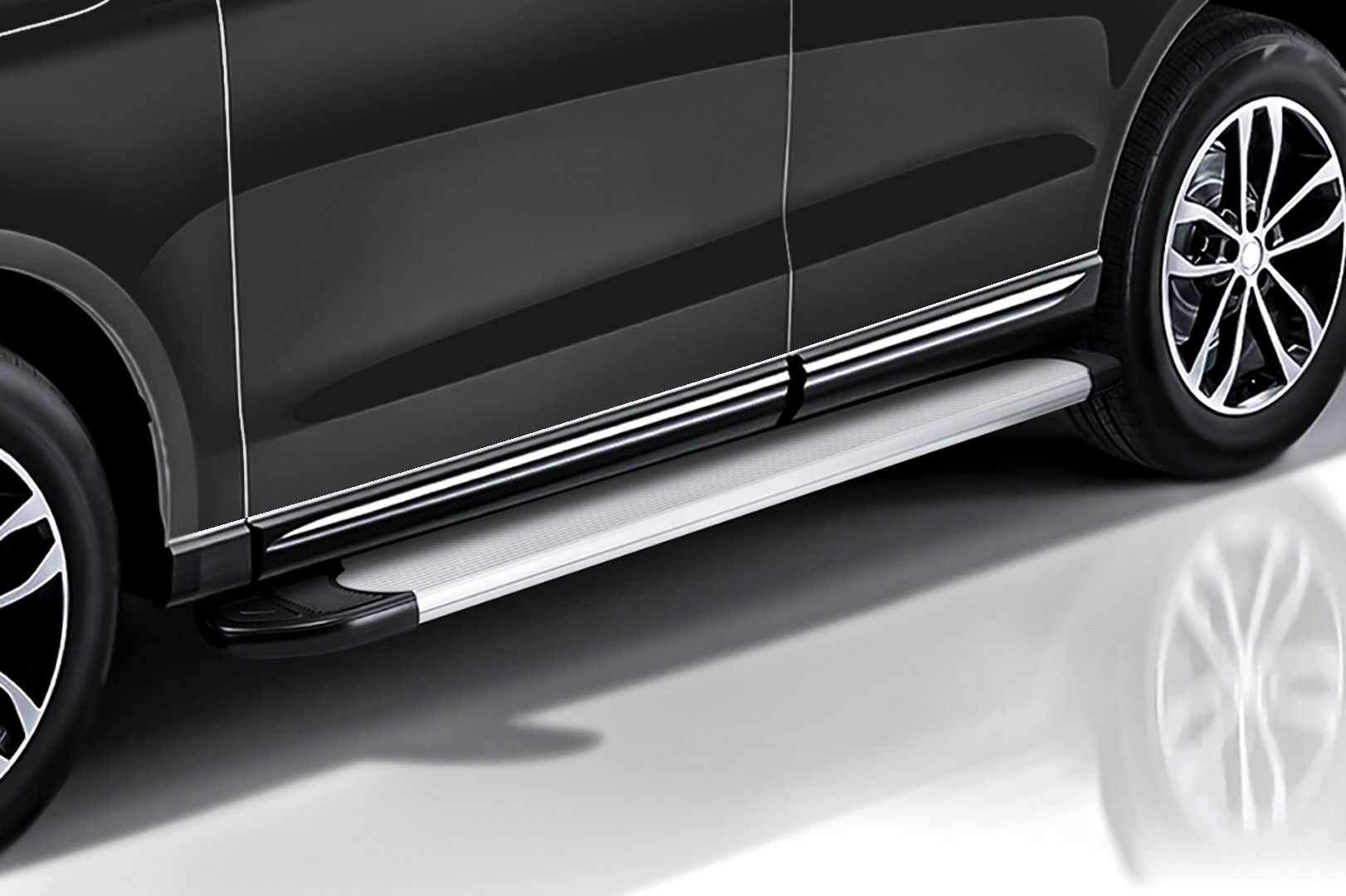Пороги алюминиевые Optima Silver 1700 серебристые Hyundai TUCSON (2018-2021) AL-HT18002